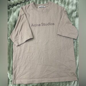Acne Studios Cotton Khaki Relaxed Fit Logo T-shirt Size S